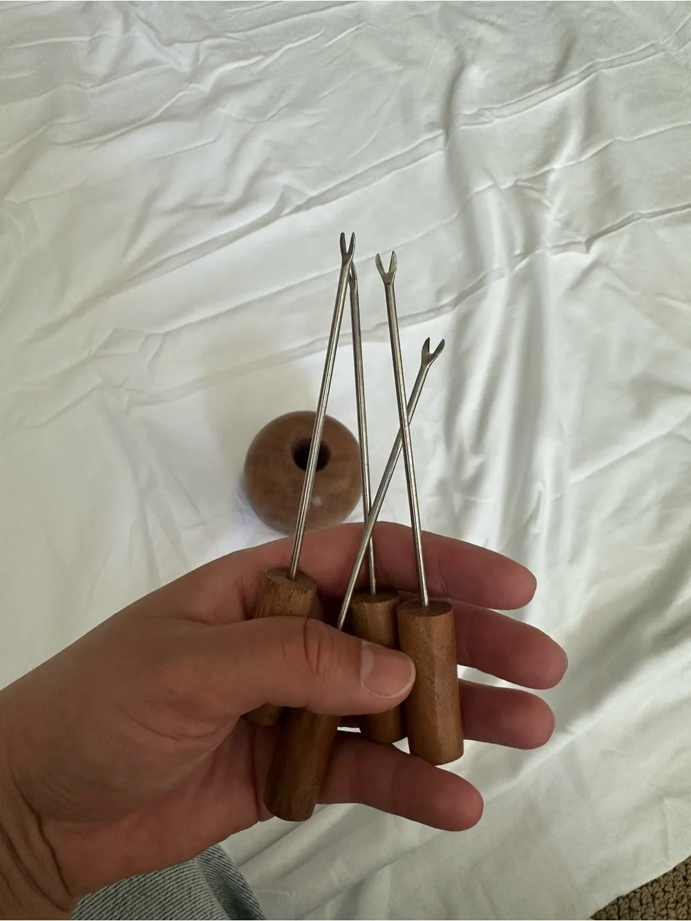 Wooden Apple Toothpick Holder with Picks - Brown